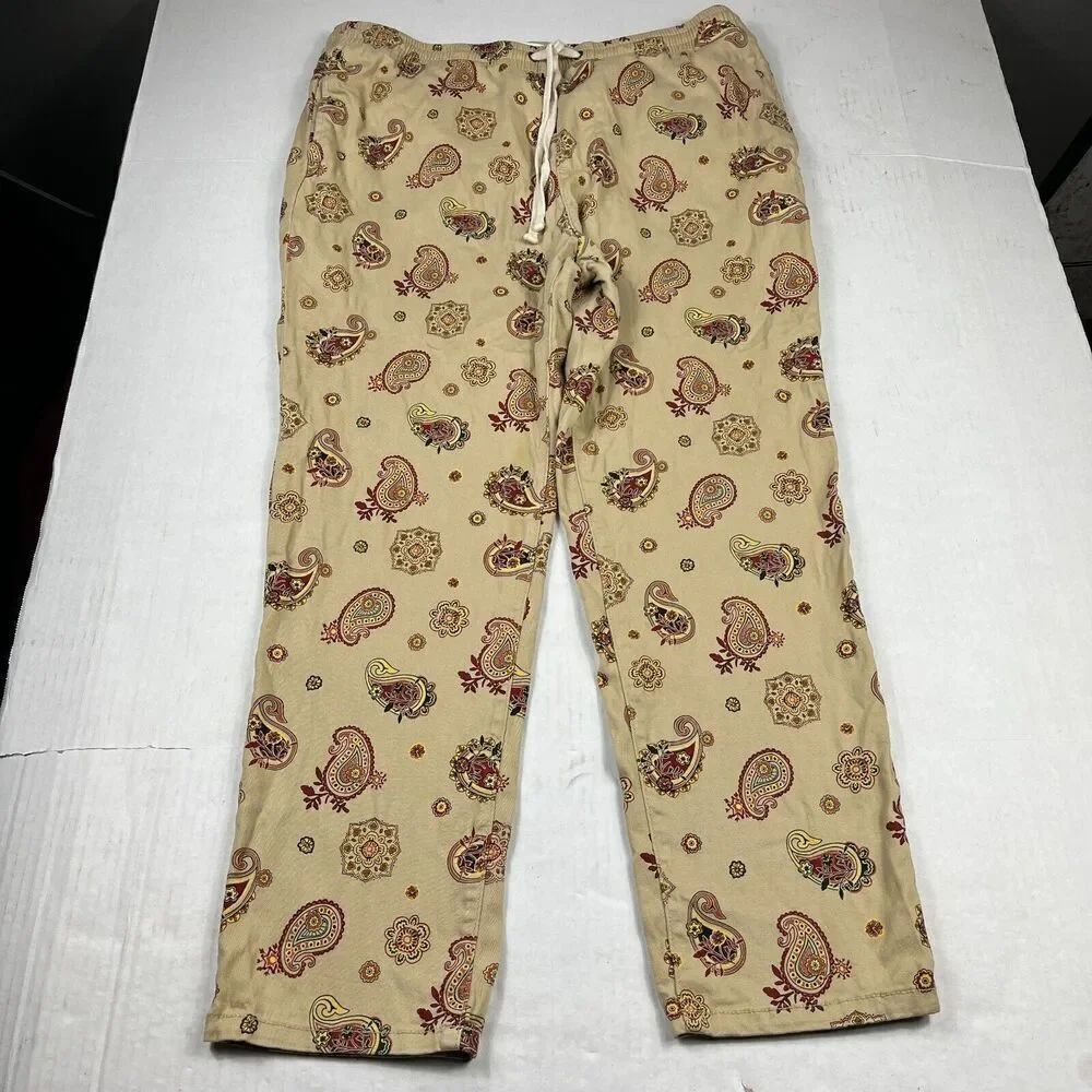 Pacsun Mens Slim Drawstring Pants Paisley Streetwear Preppy Casual LARGE FLAW